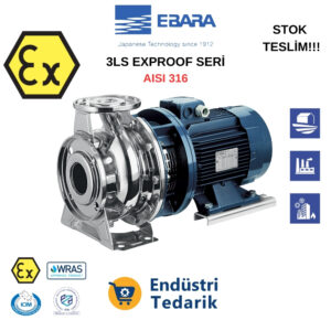 EBARA 3LS 32-125/1.1 EXPROOF Ara Flanşlı Yatay Tek Kademeli AISI 316 Paslanmaz Çelik Santrifüj Pompa - 1307200004I_EX