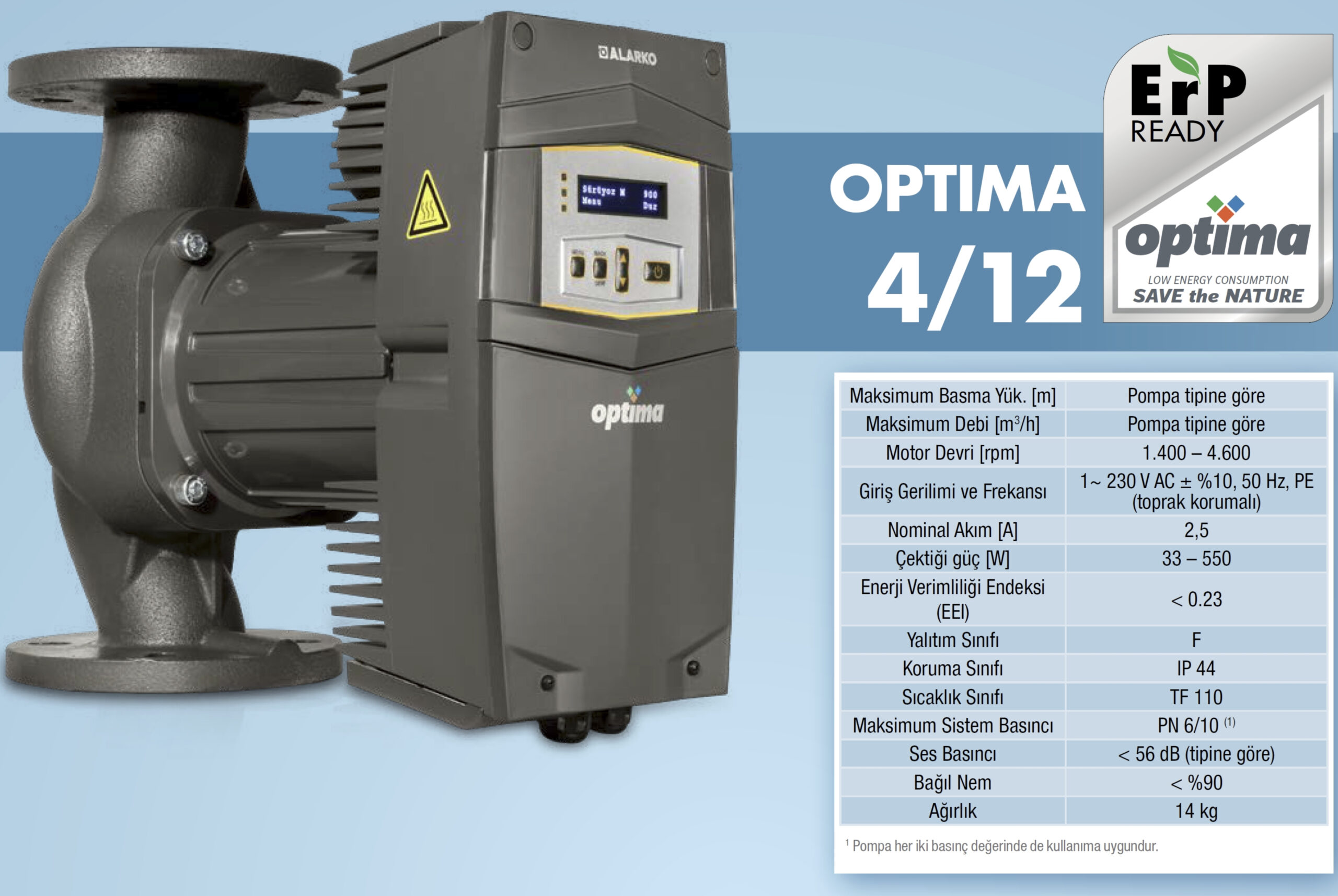 Alarko OPTIMA 4/12 Frekans Kontrollü Sirkülasyon Pompası - Görsel 2