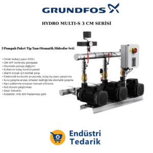 GRUNDFOS Hydro Multi-S 3 CM10-4 U4 A-B-H Trifaze Üç Pompalı Tam Otomatik Hidrofor Seti