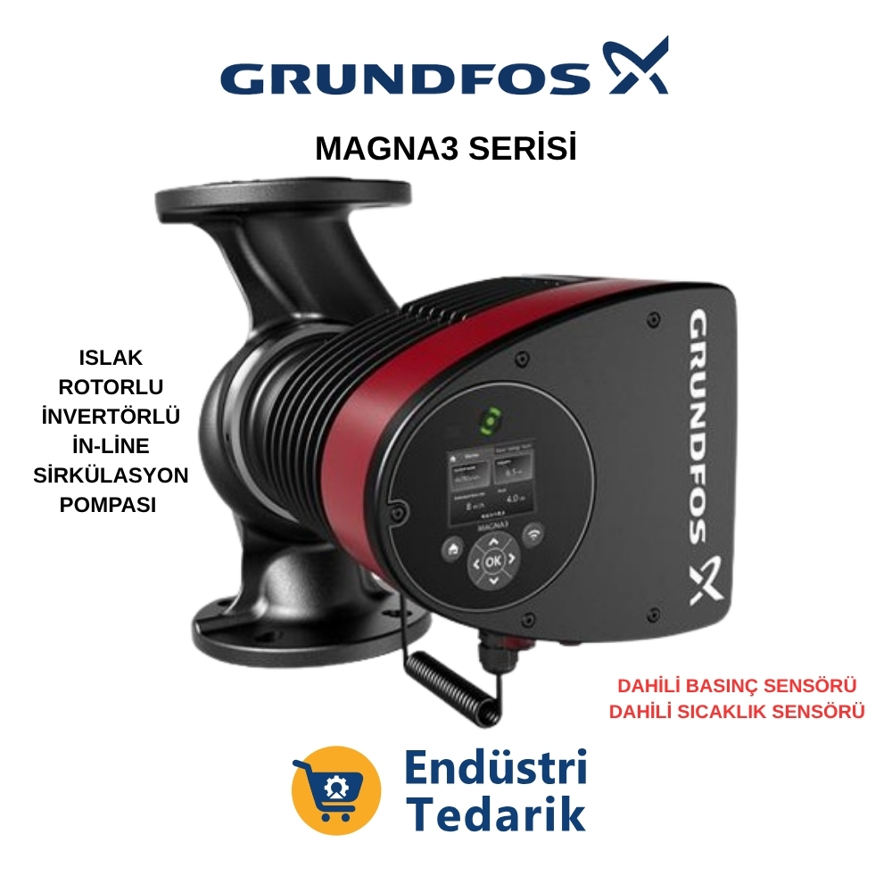 GRUNDFOS MAGNA3 50-40 F 240 1x230V PN6/10 Islak Rotorlu Frekans Kontrollü Sirkülasyon Pompası (Flanşlı) 97924280