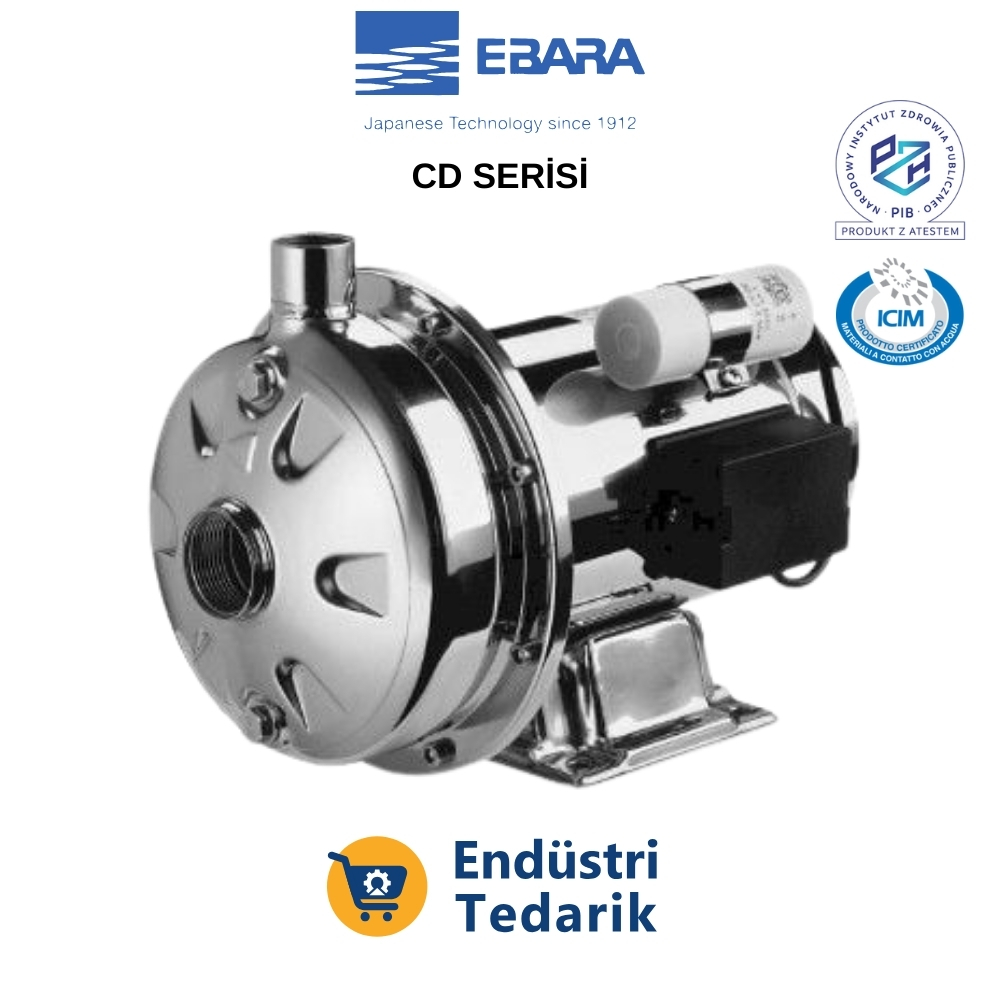 EBARA CD 200/25 Trifze Tek Kademeli Hijyenik Paslanmaz Çelik Santrifüj Pompa (AISI 304)