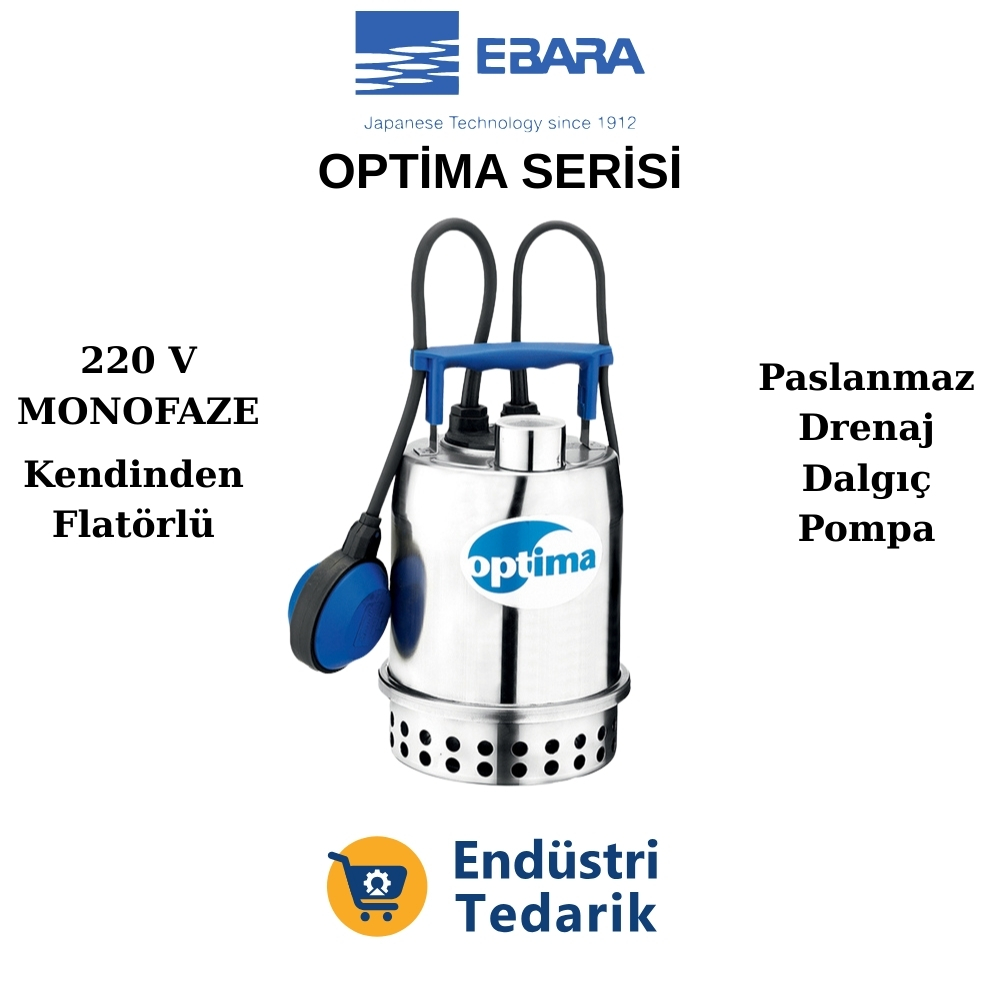 EBARA OPTİMA MA (Flatörlü) Paslanmaz Çelik Drenaj Pompası - 1751100000