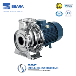 EBARA 3M 65-200/15 Trifaze Monoblok Yatay Tek Kademeli AISI304 Paslanmaz Çelik Santrifüj Pompa