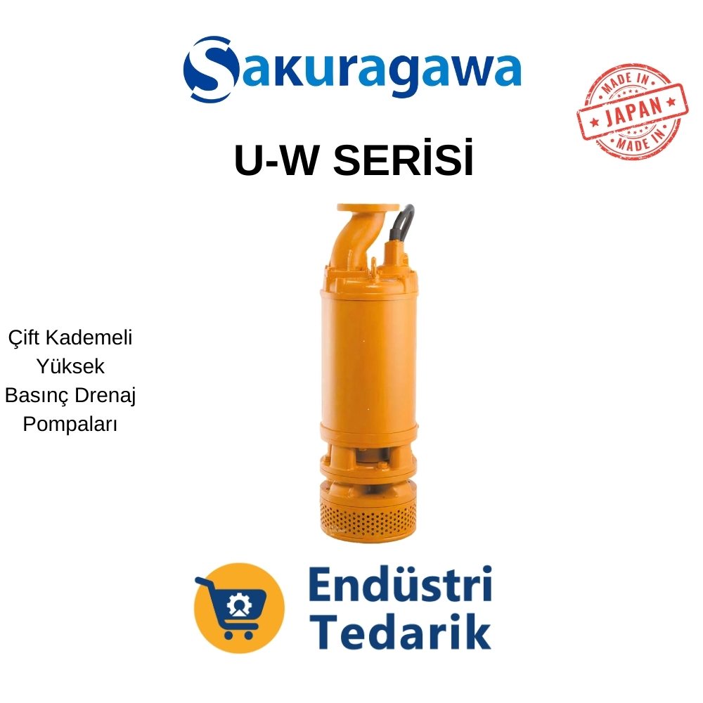 SAKURAGAWA U-W Serisi; U-425010W (185 kW) Çift Kademeli Yüksek Basınç Drenaj Dalgıç Pompası