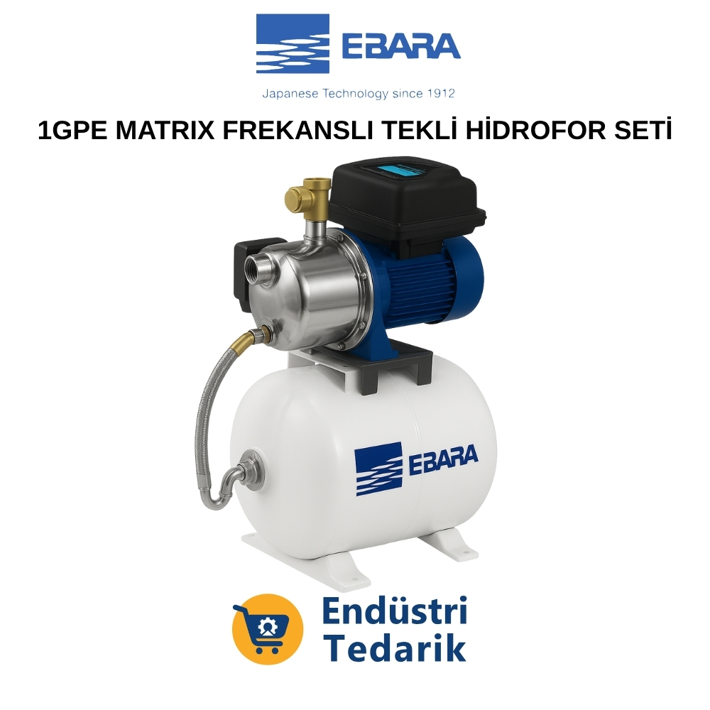 EBARA 1GPE MATRIX3-5T/0.75 ESPM (230V) FREKANSLI TEK POMPALI HİDROFOR SETİ (60LT TANKLI)