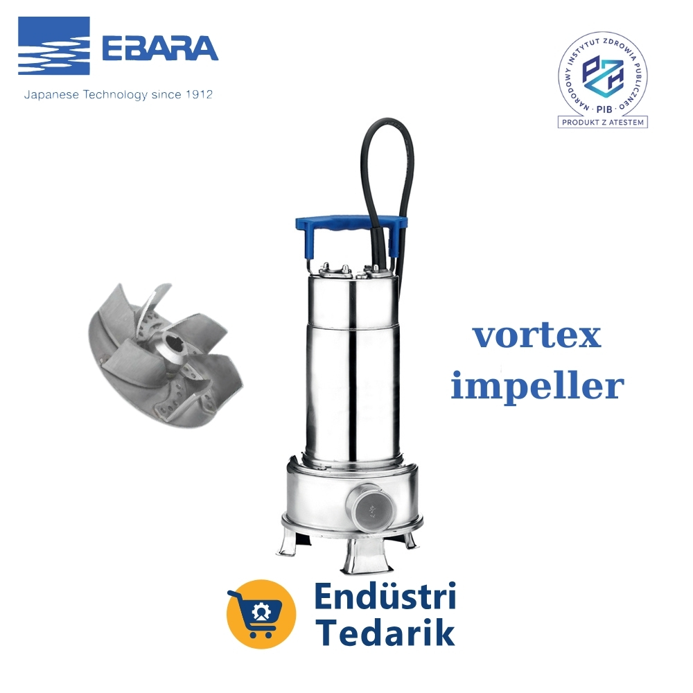 EBARA RIGHT 75 Trifaze Komple Paslanmaz Açık (Vortex) Fanlı Atıksu Dalgıç Pomp - Görsel 5