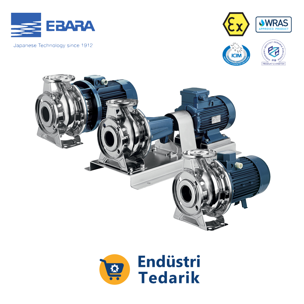 EBARA 3LM 65-200/18.5 Trifaze Monoblok Yatay Tek Kademeli AISI 316 Paslanmaz Çelik Santrifüj Pompa - Görsel 3