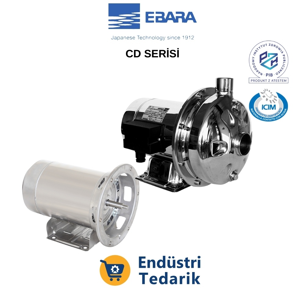 EBARA CD 200/25 Trifze Tek Kademeli Hijyenik Paslanmaz Çelik Santrifüj Pompa (AISI 304) - Görsel 3