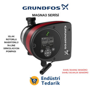 GRUNDFOS MAGNA3 32-40 180 1x230V PN10 Islak Rotorlu Frekans Kontrollü Sirkülasyon Pompası (Dişli) 97924254