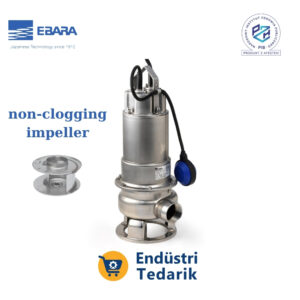 EBARA DW 100 MA Monafaze Tıkanmaz Fanlı Komple Paslanmaz Atıksu Dalgıç Pompa (AISI 304)