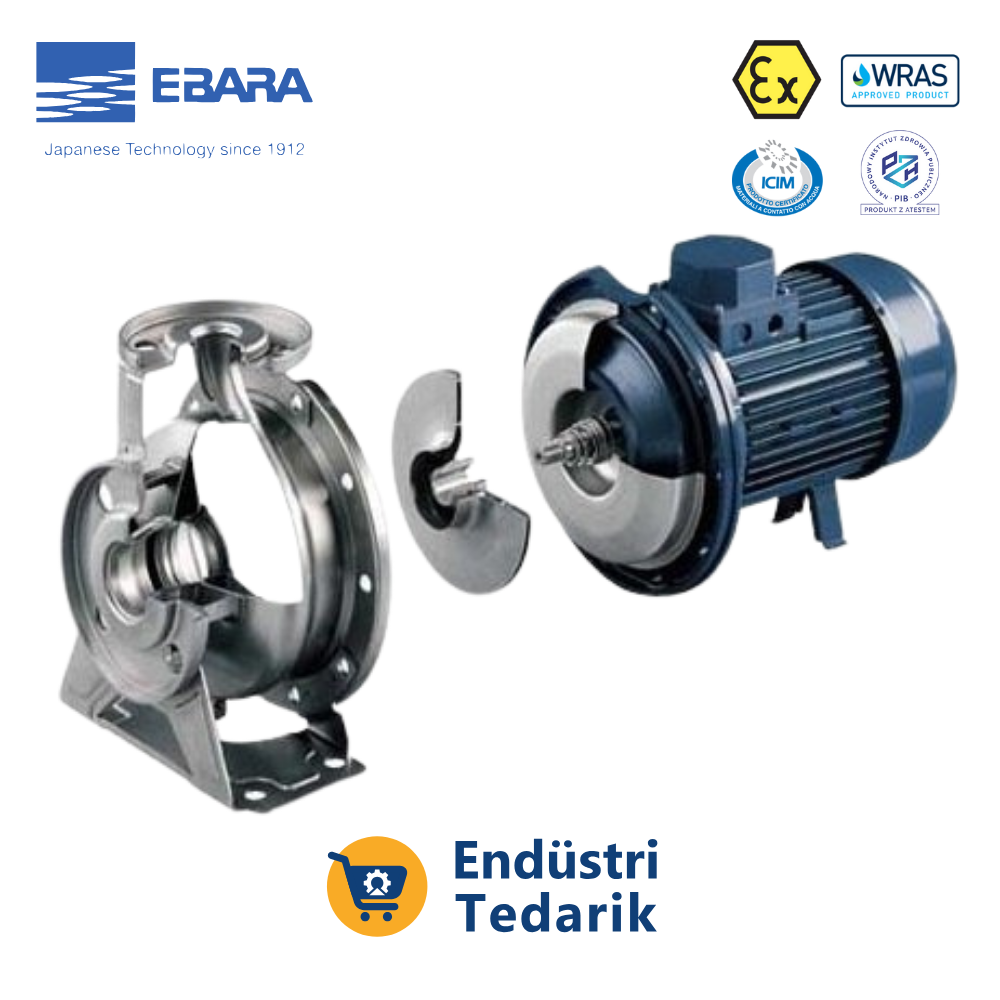 EBARA 3LM 65-200/18.5 Trifaze Monoblok Yatay Tek Kademeli AISI 316 Paslanmaz Çelik Santrifüj Pompa - Görsel 5