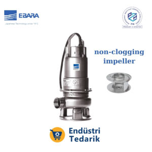 EBARA DW 300 Trifaze Tıkanmaz Fanlı Komple Paslanmaz Atıksu Dalgıç Pompa (AISI 304)