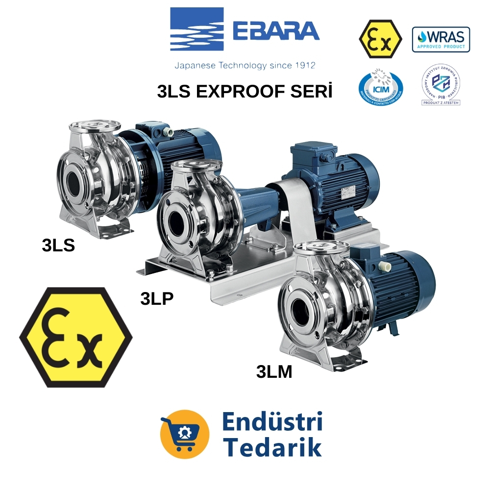 EBARA 3LS 40-160/4.0 EXPROOF Ara Flanşlı Yatay Tek Kademeli AISI 316 Paslanmaz Çelik Santrifüj Pompa - 1327550004I_EX - Görsel 3