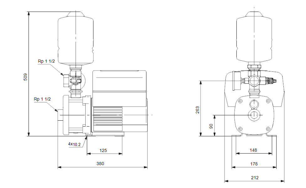 GRUNDFOS CMBE 10-54 Entegre Frekans Kontrollü Tek Pompalı Paket Hidrofor Seti - 98374701 - Görsel 3
