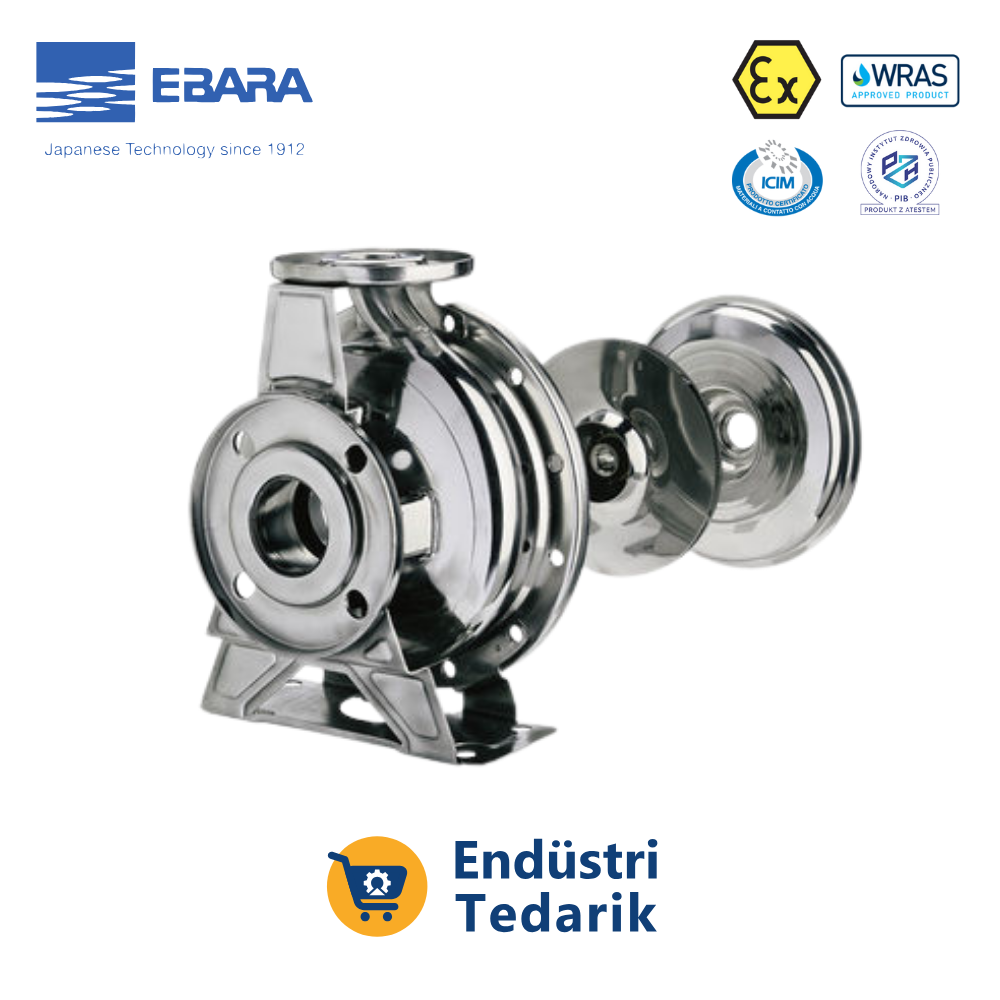 EBARA 3LM 65-200/18.5 Trifaze Monoblok Yatay Tek Kademeli AISI 316 Paslanmaz Çelik Santrifüj Pompa - Görsel 7