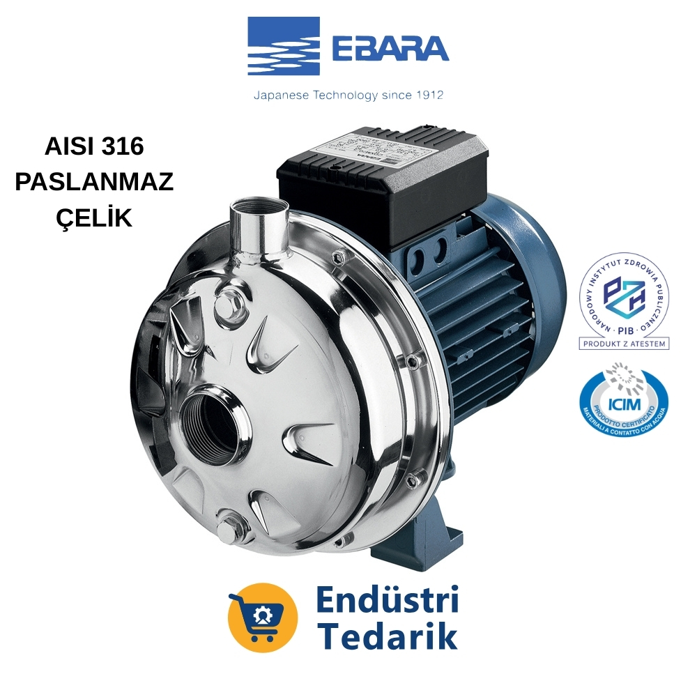 EBARA CDXL 200/25 Trifze Tek Kademeli Paslanmaz Çelik Santrifüj Pompa (AISI 316)