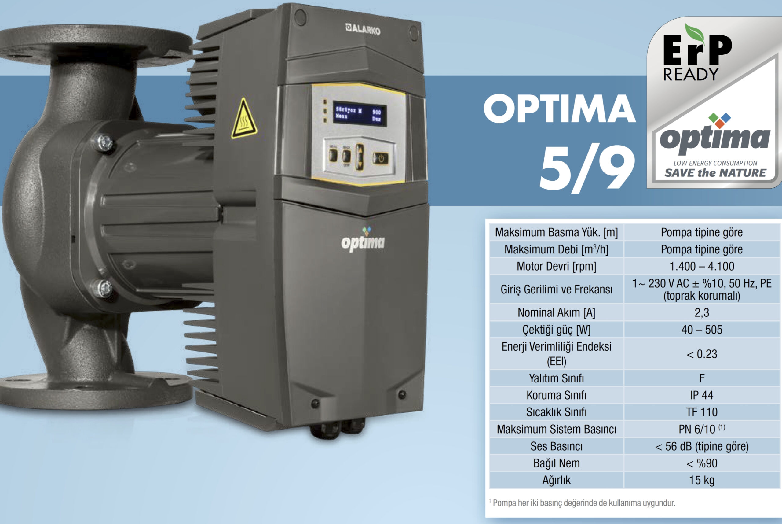 Alarko OPTIMA 5/9 Frekans Kontrollü Sirkülasyon Pompası - Görsel 2