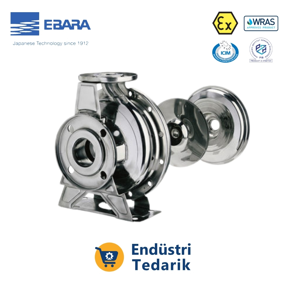EBARA 3M 40-200/7.5 Trifaze Monoblok Yatay Tek Kademeli AISI304 Paslanmaz Çelik Santrifüj Pompa - Görsel 7