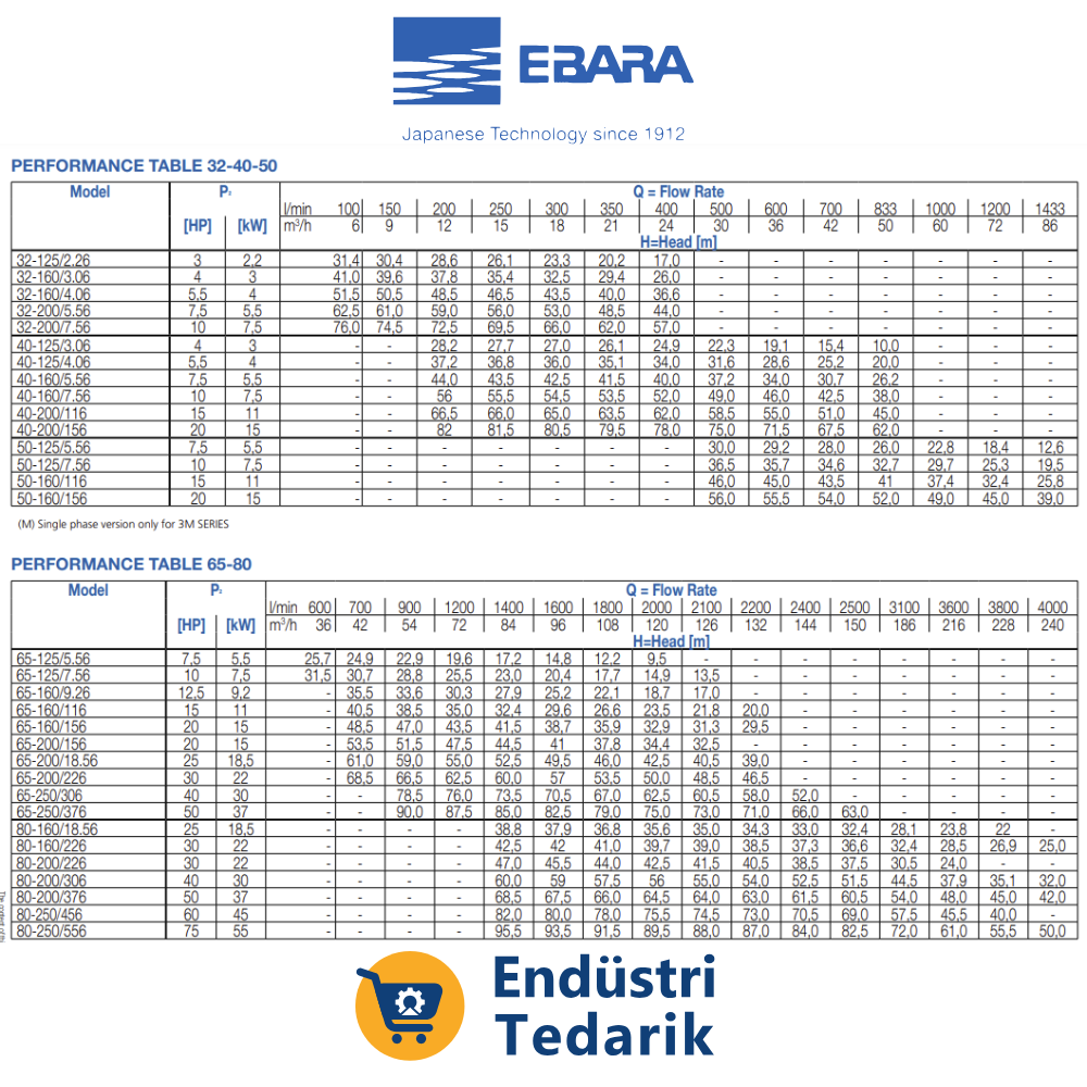 EBARA 3LM 65-200/18.5 Trifaze Monoblok Yatay Tek Kademeli AISI 316 Paslanmaz Çelik Santrifüj Pompa - Görsel 4