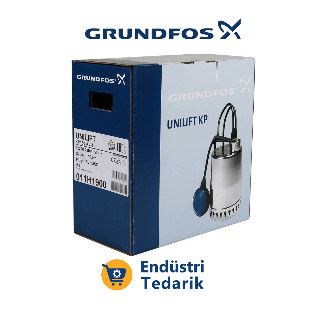 GRUNDFOS KP250 A-1 Flatörlü Paslanmaz Çelik Drenaj Dalgıç Pompa - Görsel 8