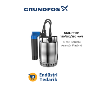 GRUNDFOS KP 250 AV-1 Asansör Flatörlü Paslanmaz Çelik Drenaj Dalgıç Pompa