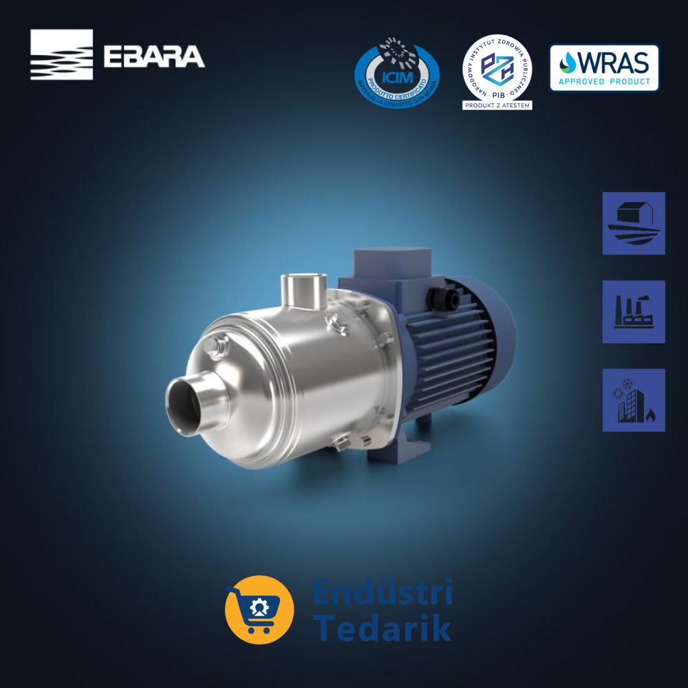 EBARA MATRIX 18-3T/2.2 Trifaze Yatay Çok Kademeli Komple Paslanmaz Santrifüj Pompa - Görsel 3