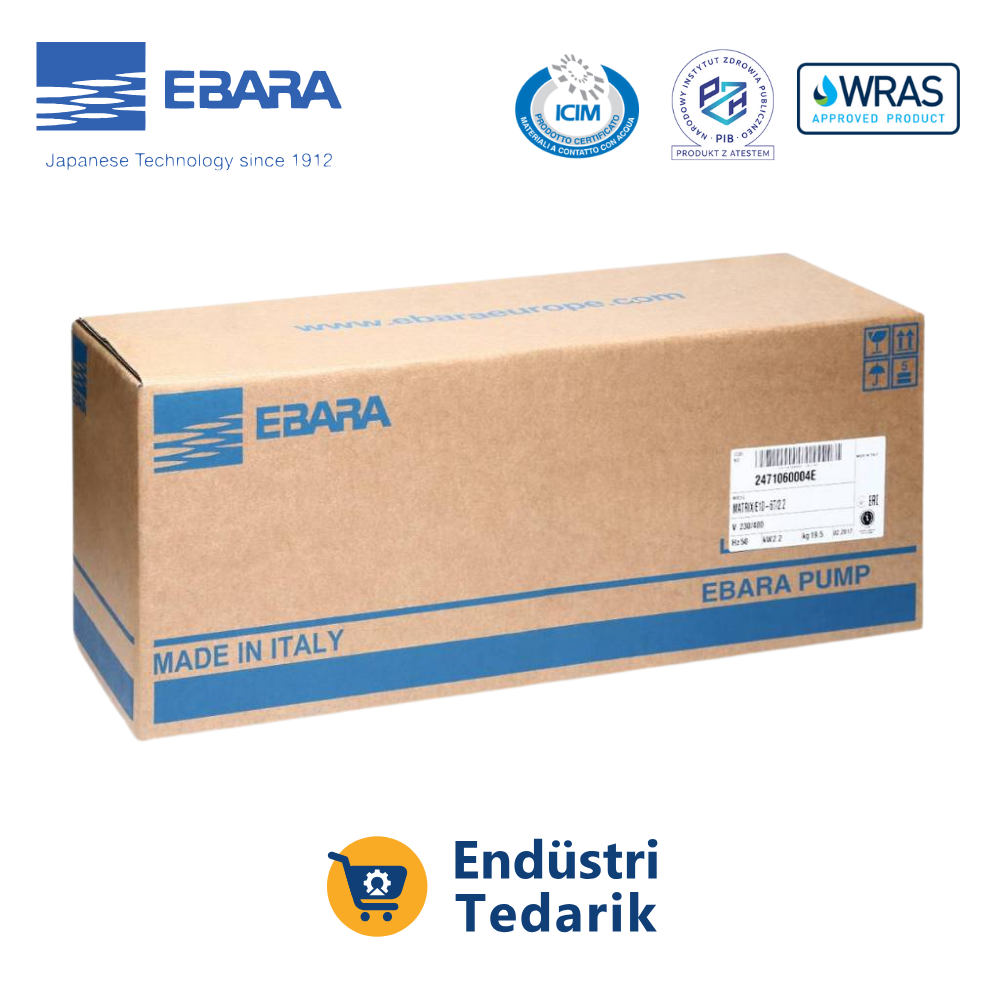 EBARA MATRIX 18-3T/2.2 Trifaze Yatay Çok Kademeli Komple Paslanmaz Santrifüj Pompa - Görsel 5