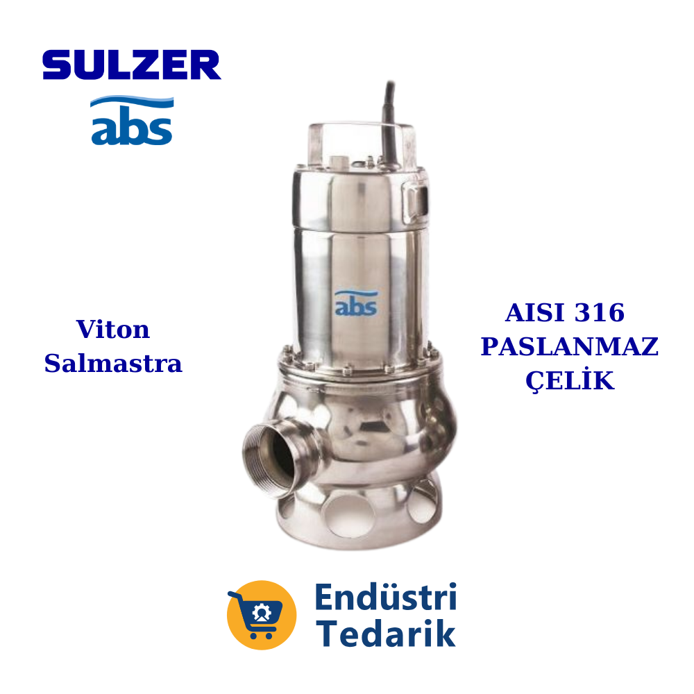 SULZER ABS IP900 D Trifaze (380V) AISI 316 Paslanmaz Agresif Atıksu Dalgıç Pompa