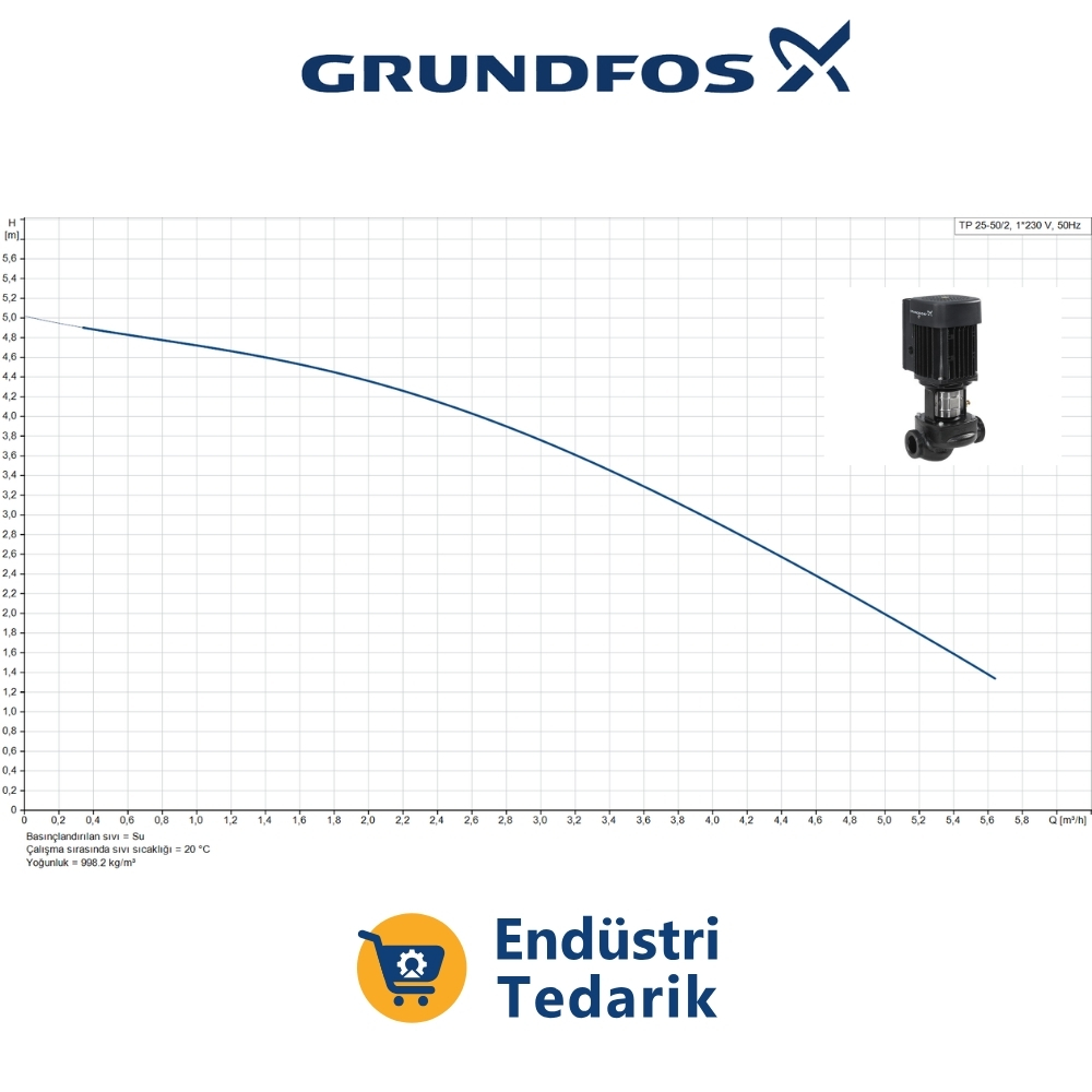 GRUNDFOS TP 25-50/2 BQBE İn-line Kuru Tip Sirkülasyon Pompası - Görsel 2